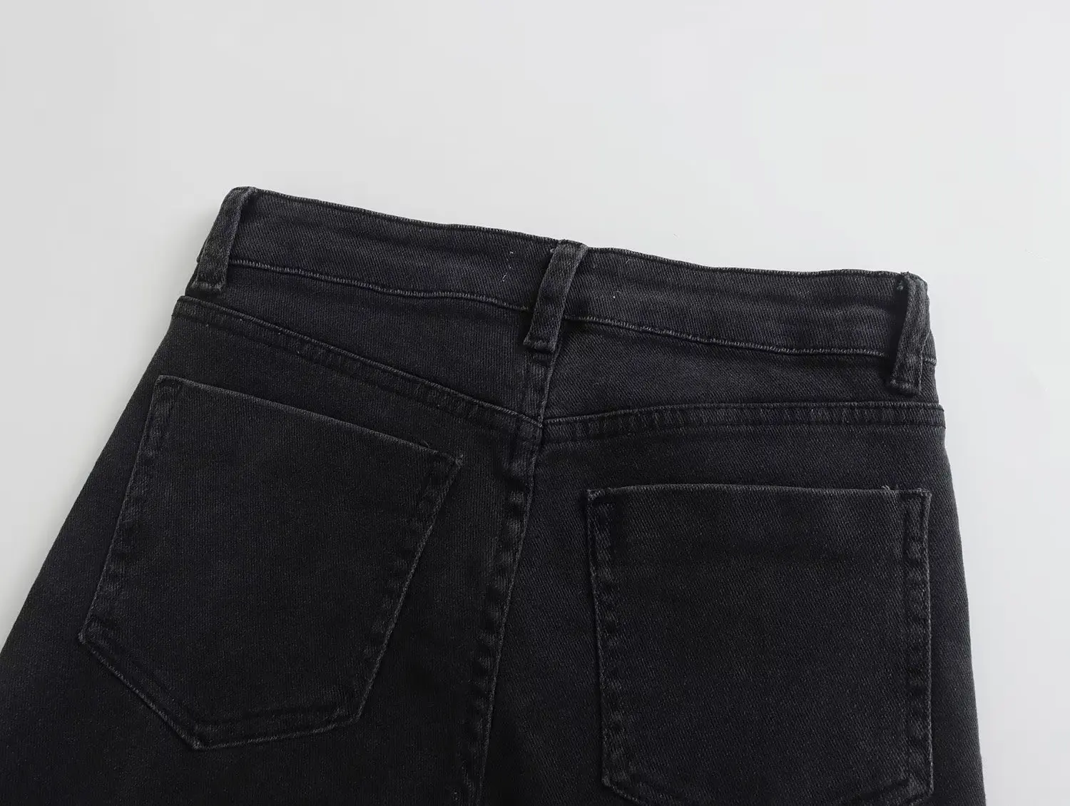 Withered Fashion High Wasit Jeans Single Breasted Slim Denim Pants Black Stretch Jeans Women