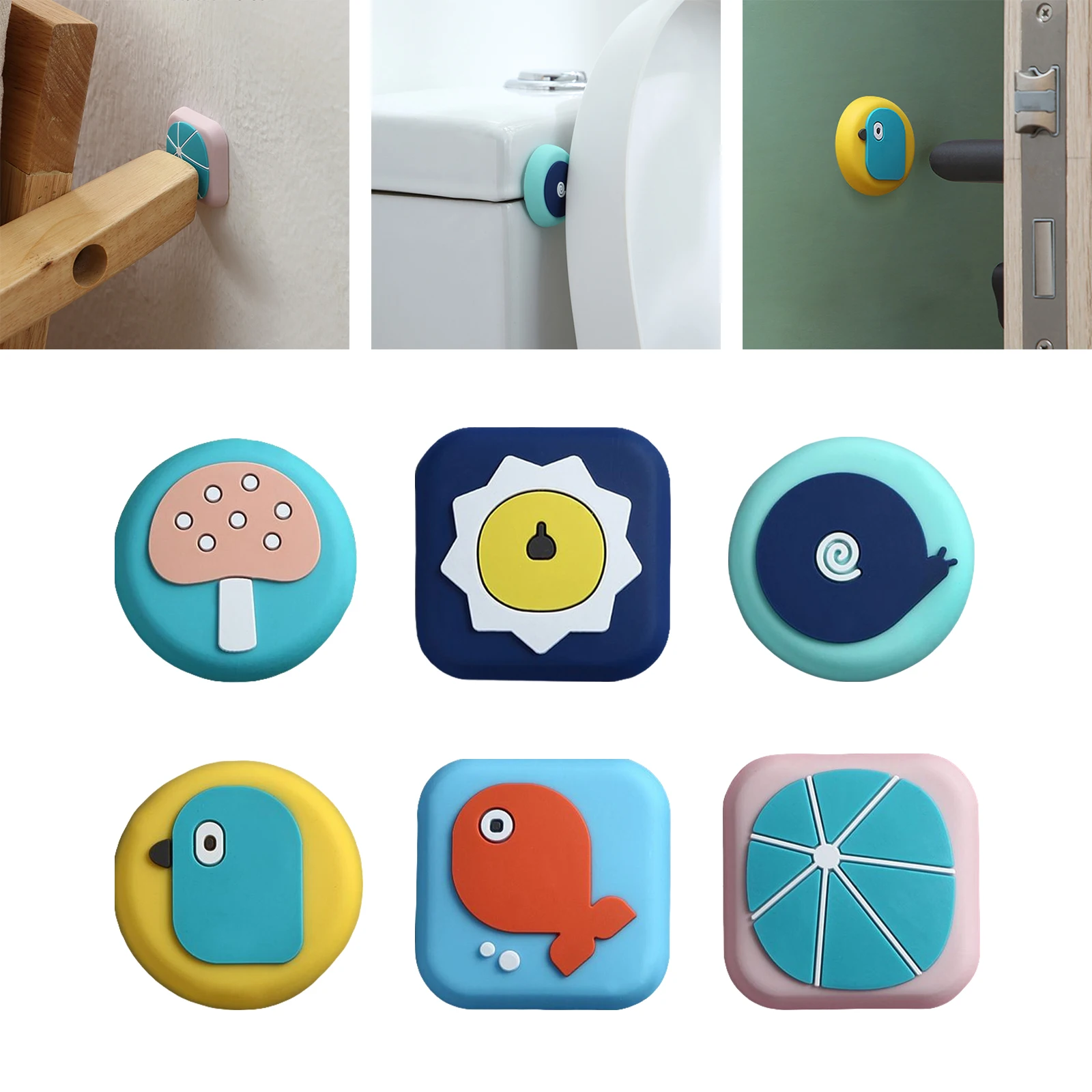 

Cute Mute Door Stoppers Reusable Wall Protector Door Handle Cover Shockproof Door Handle Bumpers Wall Mat Wall Shield Cushion