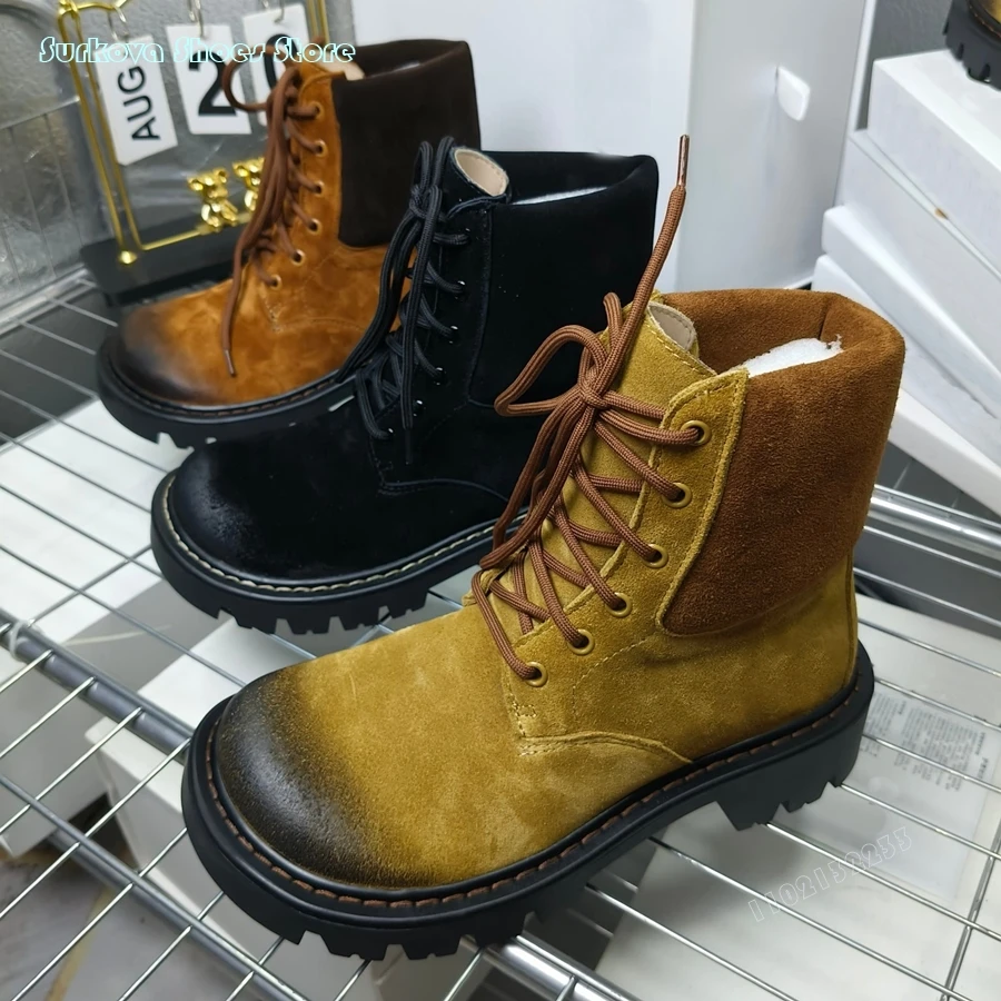 Женские винтажные Ботинки Челси Surkova с круглым носком роскошные боевые ботинки