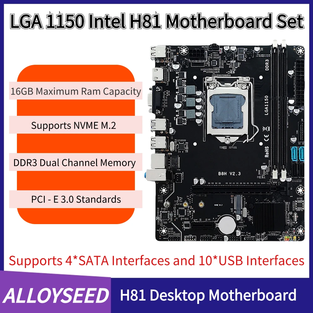 

H81 комплект материнской платы двухканальный LGA1150 PC материнская плата USB 2,0/3,0 компьютерная материнская плата 16 Гб памяти SATA2.0/3,0 1600 Гц 4590 ЦП