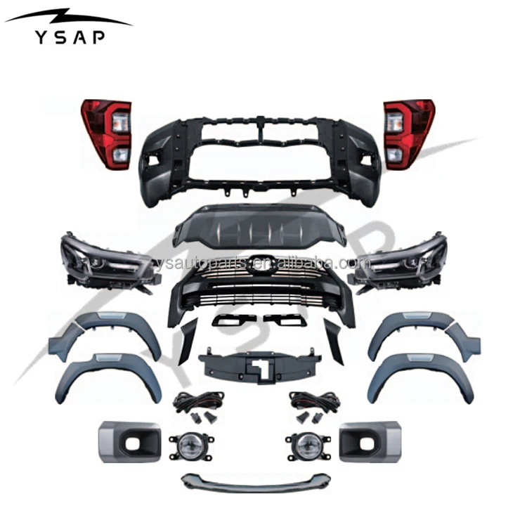 

Use For 2021 Hilux Upgrade Body Kit New Hilux Rocco Front Bumper Headlight High Quality 2015-2020 Hilux Facelift To 2021 Kit