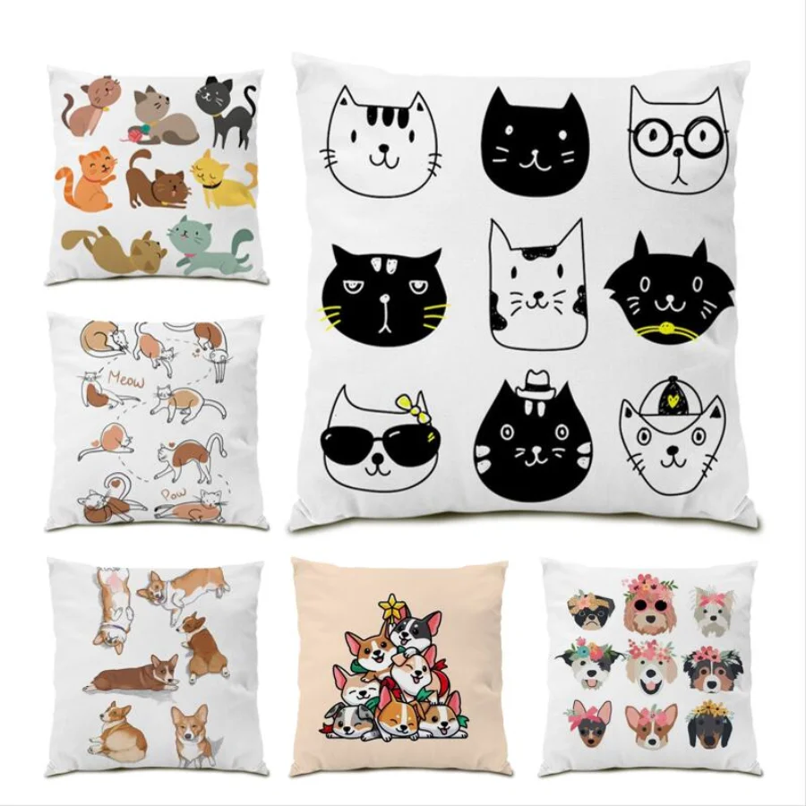 

Oil Painting Pillow Cover Cartoon Animal Living Room Decoration Velvet Throw Pillow Covers Cute Cushion Cover 45x45 Sofa E0448