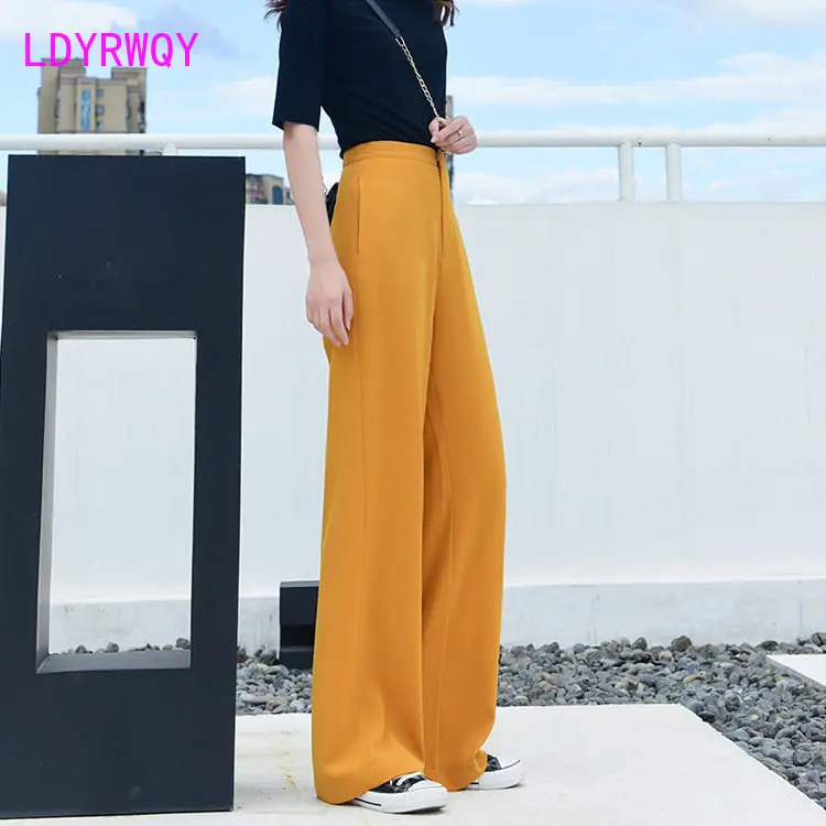 

Long pants spring and summer new vintage temperament casual pants loose high waist wide leg pants children