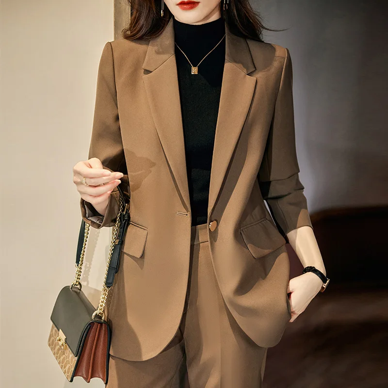 High Quality Autumn Winter Formal Ladies Blazer Women Business Suits with Sets Work Wear Office Uniform 3XL Size Pants Jacket