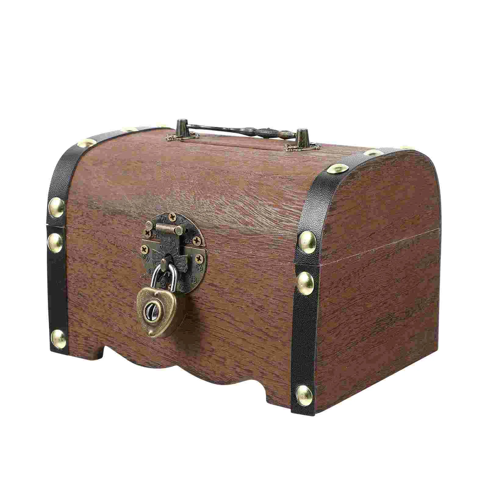 

Box Treasure Woodenstorage Bank Piggywood Decorativemoney Lock Vintage Boxes Trunk Kids Keepsake Piratejewelry Lids Retro Key