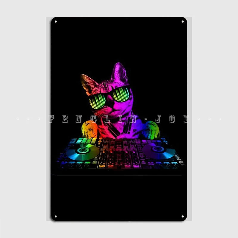 

Dj Cat Металлический Знак кинотеатр Кухня Печать на стене Декор жестяной знак плакат
