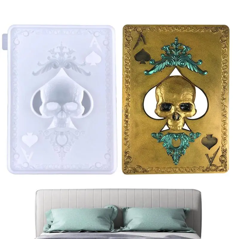 

Playing Card Skull Silicone Molds 3D Spades Poker Resin Casting Mould For DIY Card Making Wax Clay Craft Plaster Home Decoration