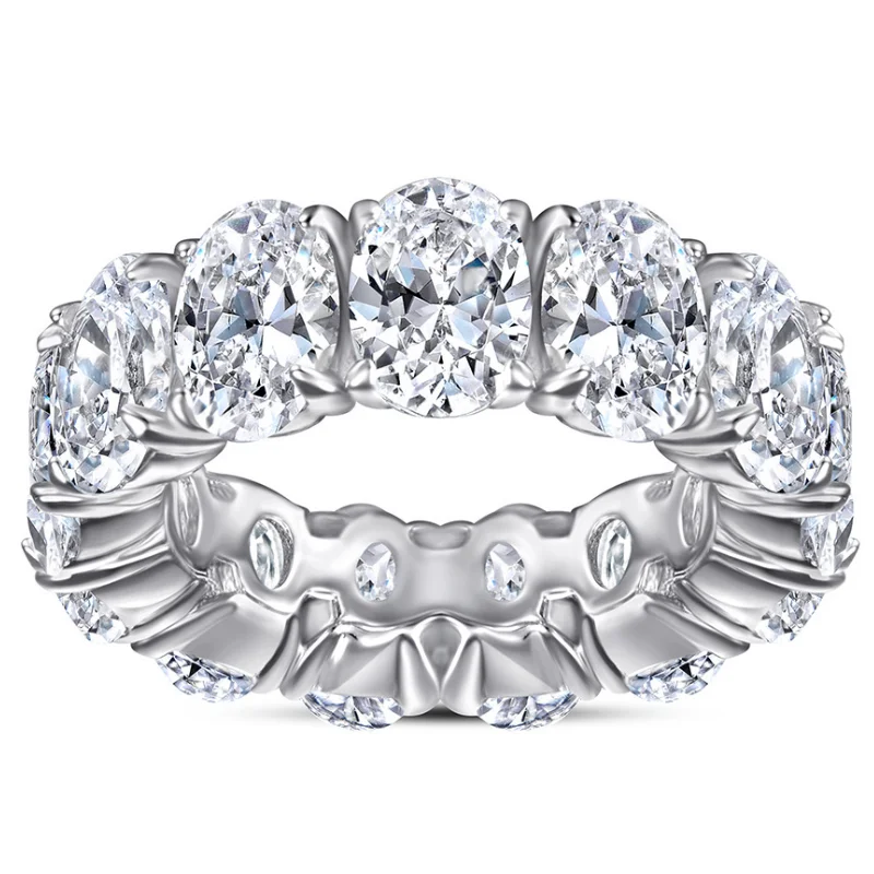 

Elegant Halo Oval Cut Ring 925 Sterling Silver Engagement Wedding Band for Women