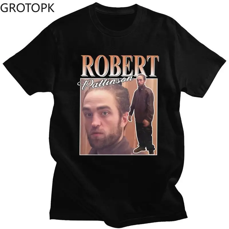 

Funny Robert Pattinson Standing Meme T Shirt for Men Soft Cotton Tee Tops Vintage Rob Tshirt Short Sleeve Novelty T-shirt Merch