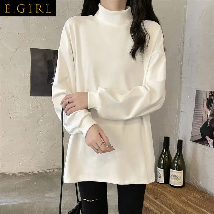 Long Sleeve T-shirts Women Solid Simple Leisure All-match Elegant Popular Loose Soft Spring Korean Style Casual Ulzzang Fashion