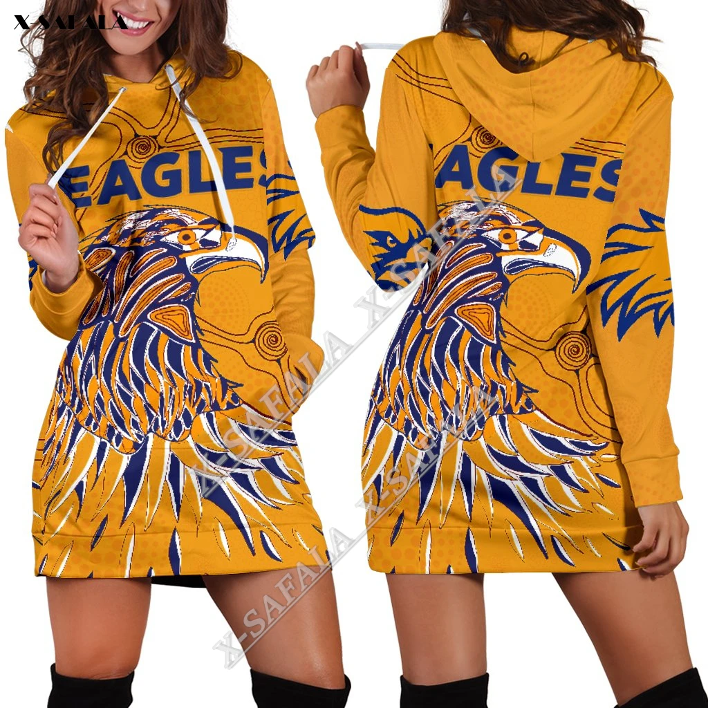 

Beautiful West Eagles Australia 3D Fashion Printed Slim Hoodies Dress Women Casual Wear Long Sleeve Hooded Sweatshirt Pullover