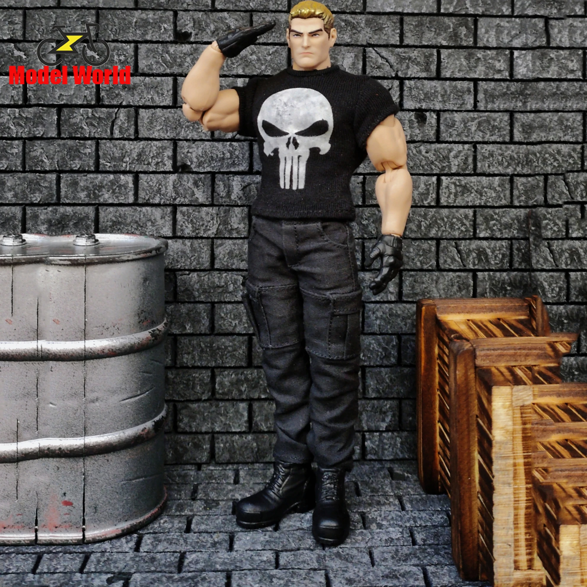 NEW 1/12 Scale male clothes black tight T shirt overalls pants fit GWTOYS strong body model