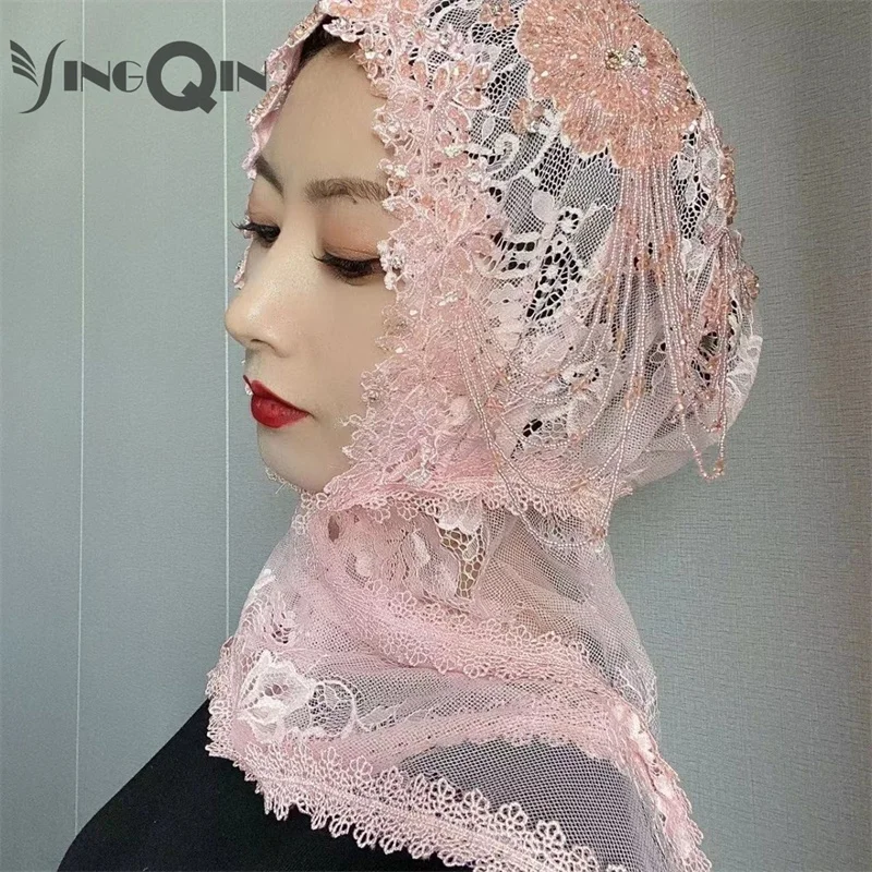 Muslim Women Headscarf Freeshipping Shawl Lace Chiffon Hollowed Summer Scarf Hijab Hat Prayer Kufi Islam Saudi Arabia Headwraps