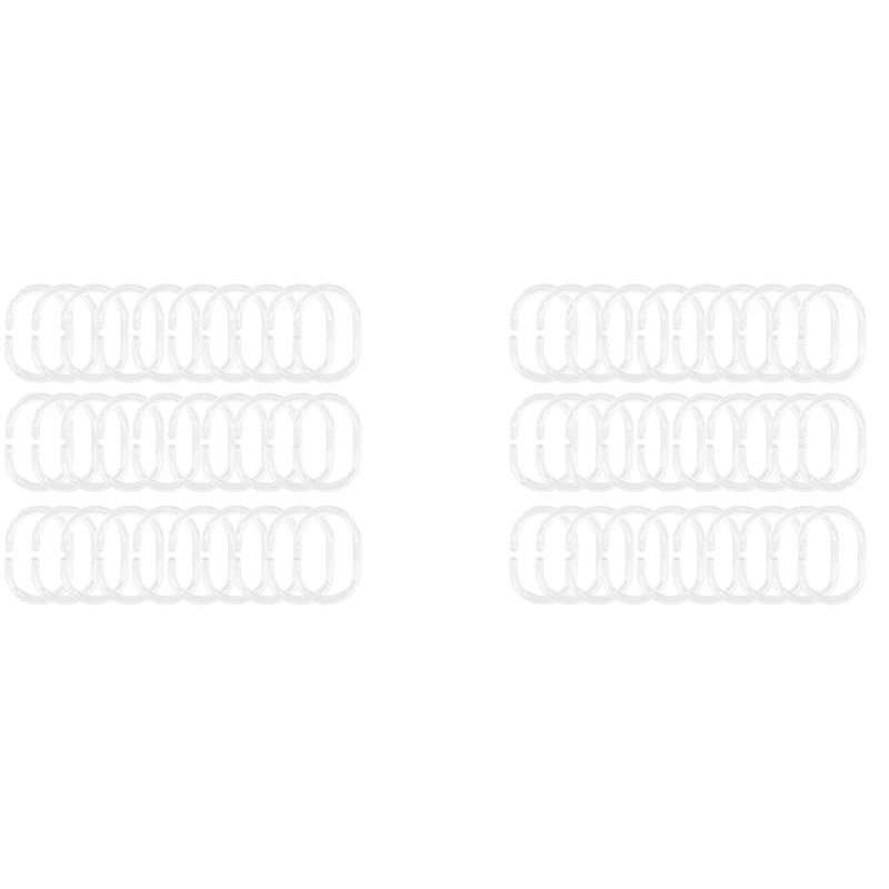 

60 Pack Shower Curtain Rings Curtain C Rings Hook Hanger Bath Drape Loop Clip Glide (Clear)