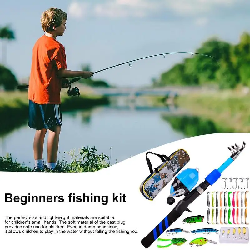 Telescopic Rod Reel Combo With Fishing Line Fishing Pole Kids Fishing Rod And Reel Set Fishing Gear For Kids Youth Girls Boys