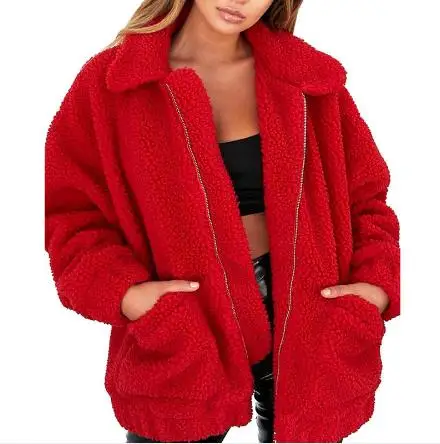 2023 Autumn and Winter New Fashion Ladies Faux Fur Coat Loose Plush Warm Zipper Casual Commuter Coat
