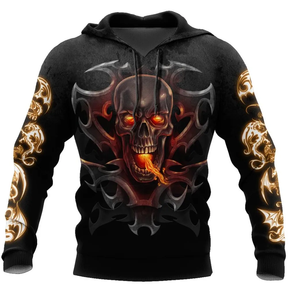 

2022PLstar Cosmos New Armor Tattoo and skull Dragon 3D Printed Hoodies For Men/Women Harajuku Hooded Sweatshirt Cosplay Casual