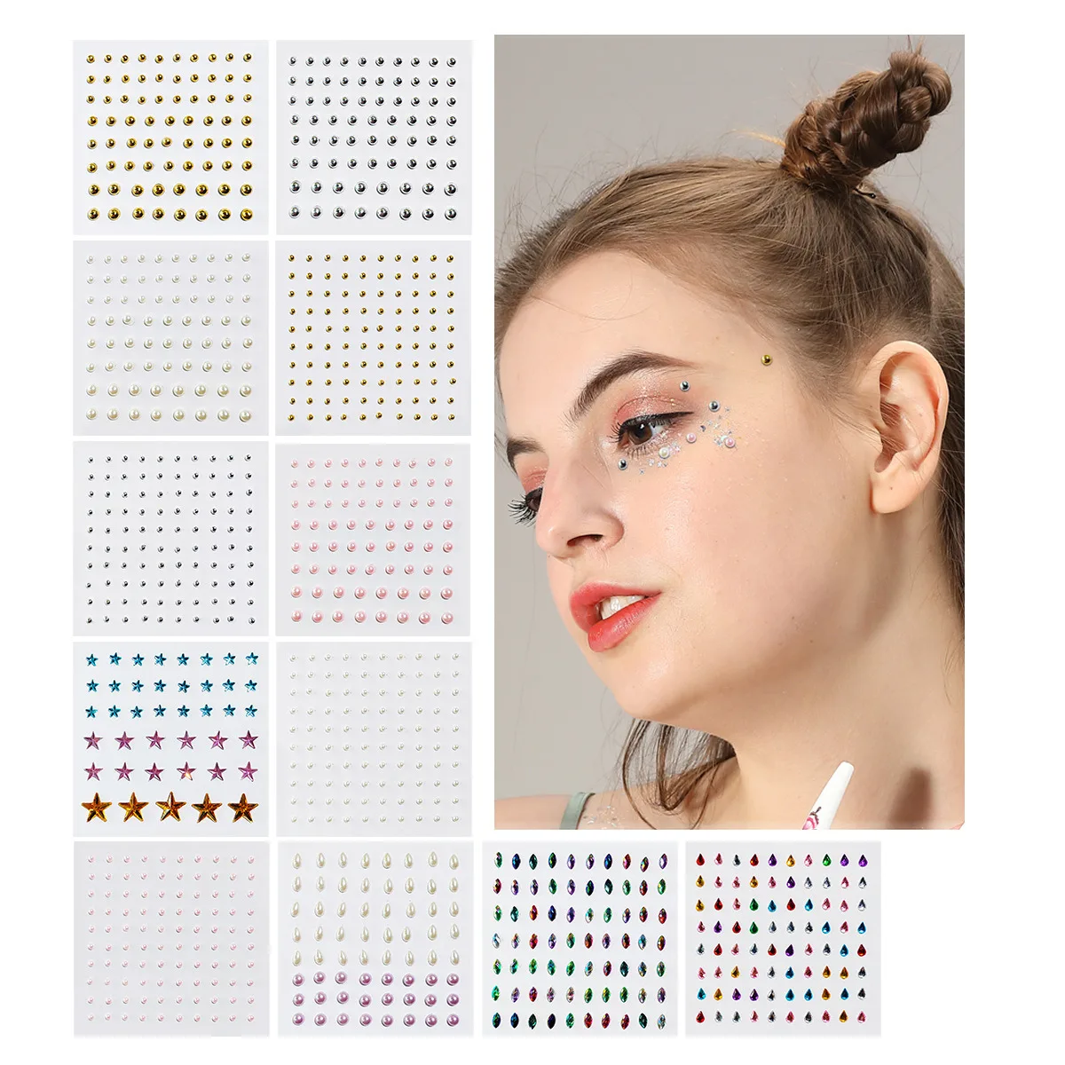 

Crystal Tattoo Sticker Glitter Makeup Decorations Rhinestones Face Eyes Diamond Temporary Tattoo DIY Music Festival Rock Party