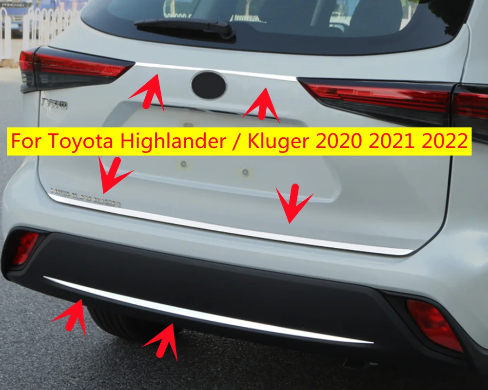 

For Toyota Highlander / Kluger 2020 2021 2022 Accessories Rear Trunk Tail Gate Door Strip Cover Trim