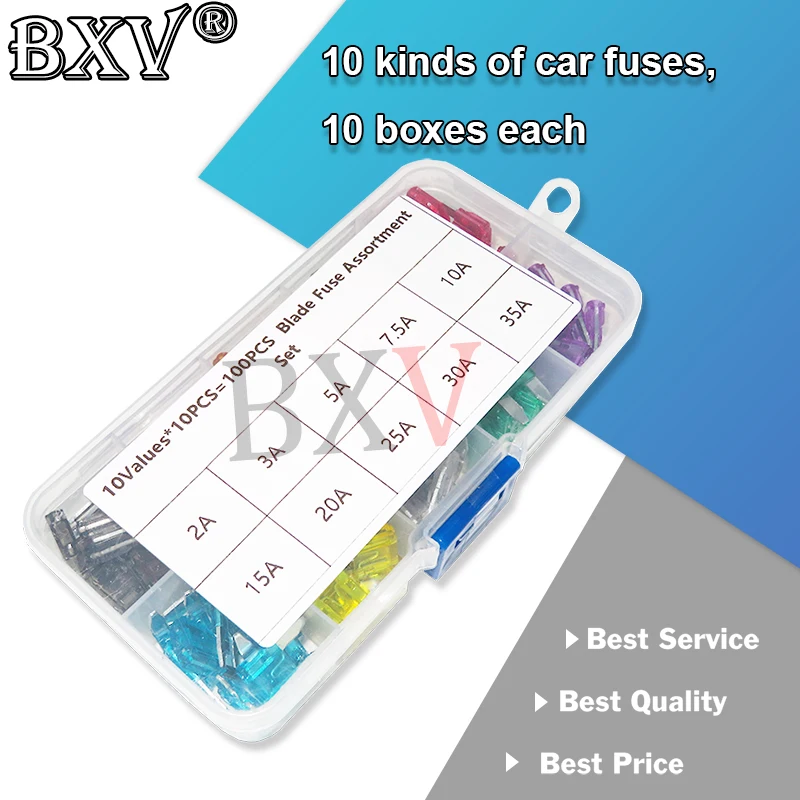 

Набор предохранителей для автомобиля, 10 видов, в коробке 2 А 3 А 5 А 100 А 10 А 15 а 20 А 25 А 30 А 35 А шт./компл.