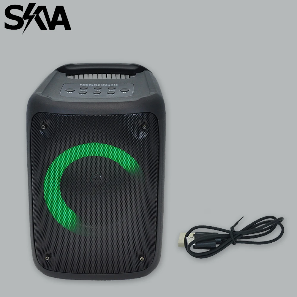 

Portable Bluetooth Speaker with LED Light Support USB TF Card Mic Input FM Radio Loudspeaker for Home Travel Karaoke Music Party
