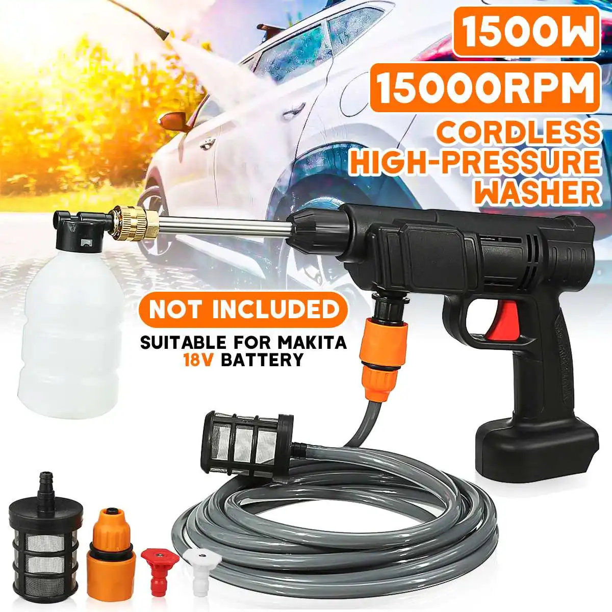 50 бар 1500 Вт беспроводной мойщик высокого давления перезаряжаемый пистолет для