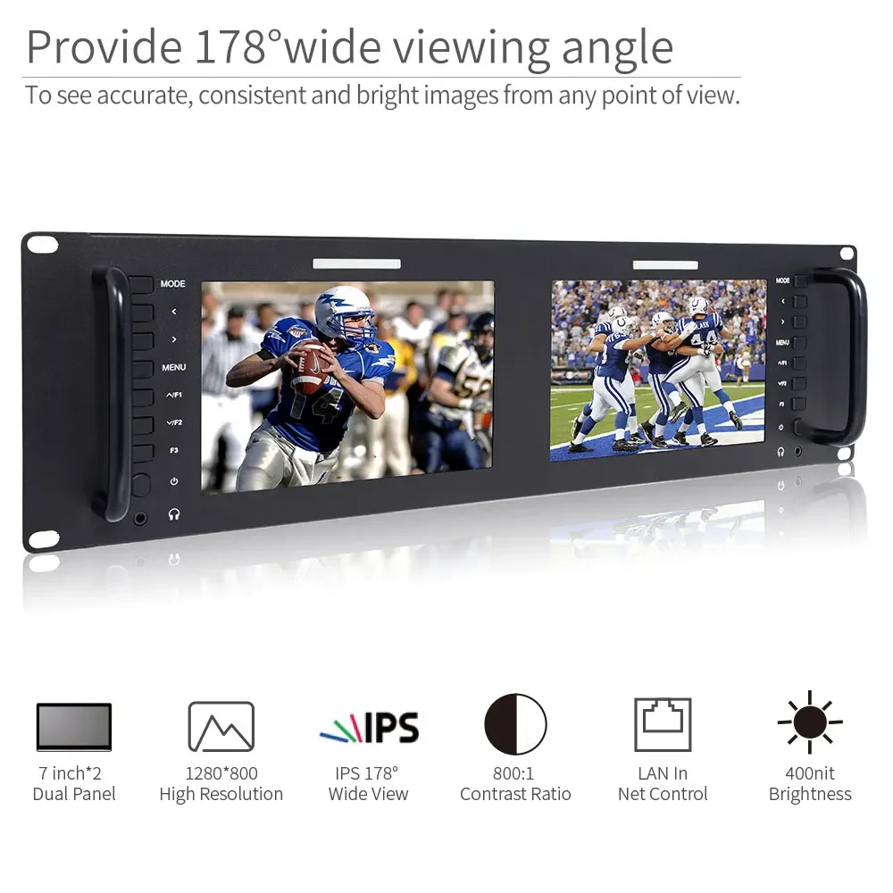 Feelworld D71-H Двойной 7-дюймовый 3RU IPS 1280x800 HDMI ЖК-монитор для монтажа в стойку