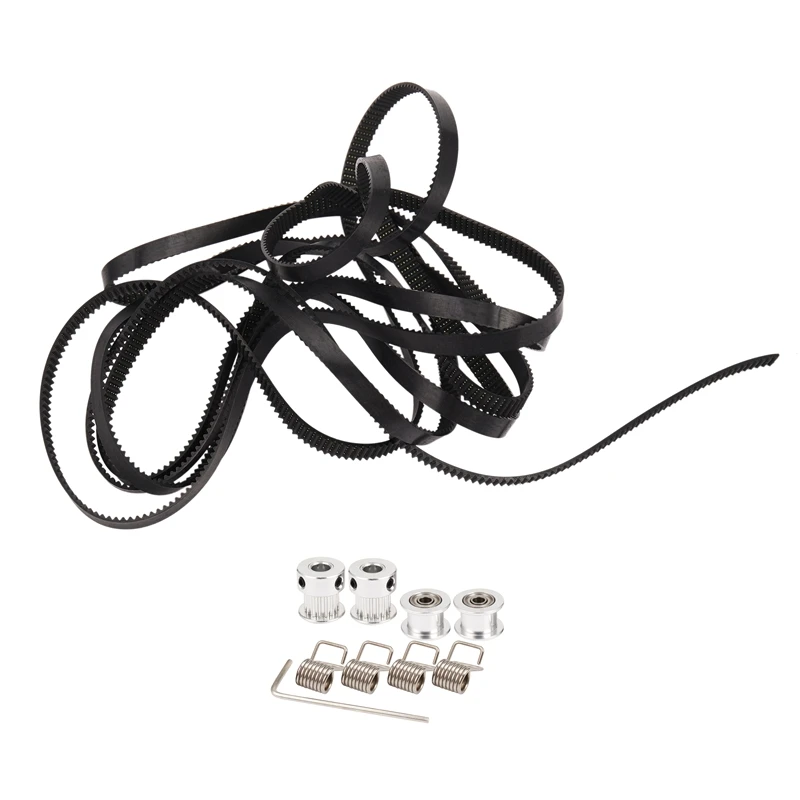 

2 шкива GT2, 20 зубьев, отверстие 5 мм + 8 футов 2,5 м 2GT GT2, Ремень ГРМ и 2 натяжителя 4х натяжителя для 3D-принтера Repra
