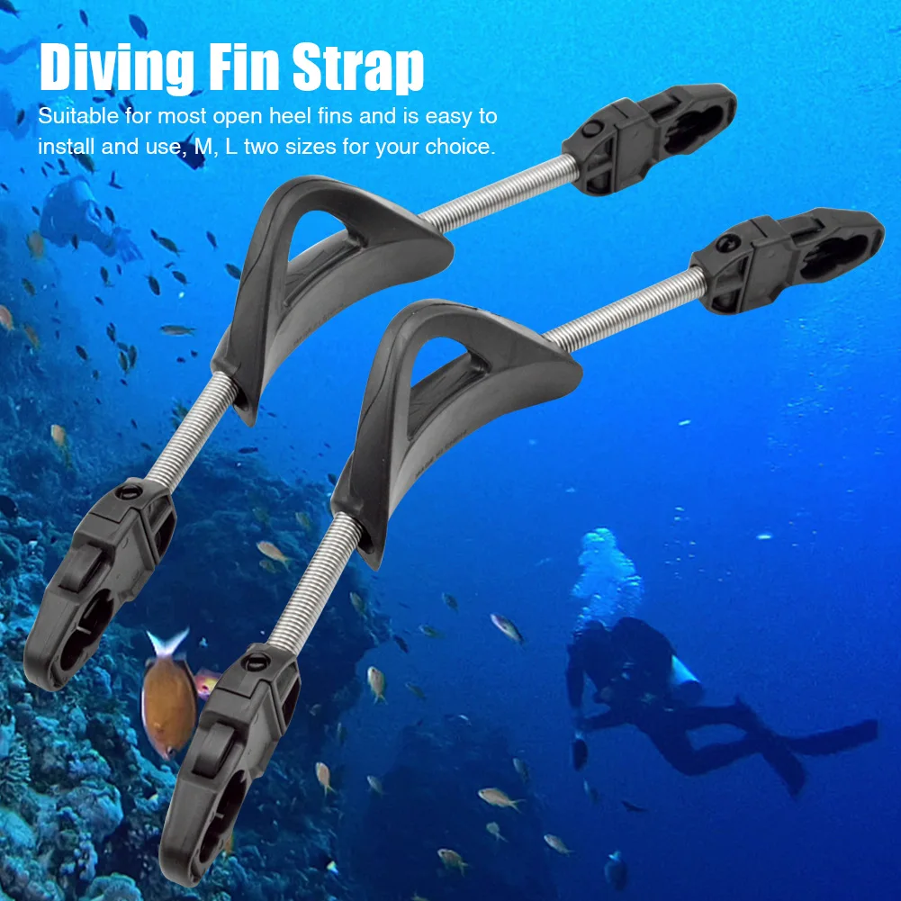 

1pair With Buckles Scuba Stainless Steel Swimming Snorkeling Heel Diving Fin Strap Rustproof Easy Install Spring Water Sports