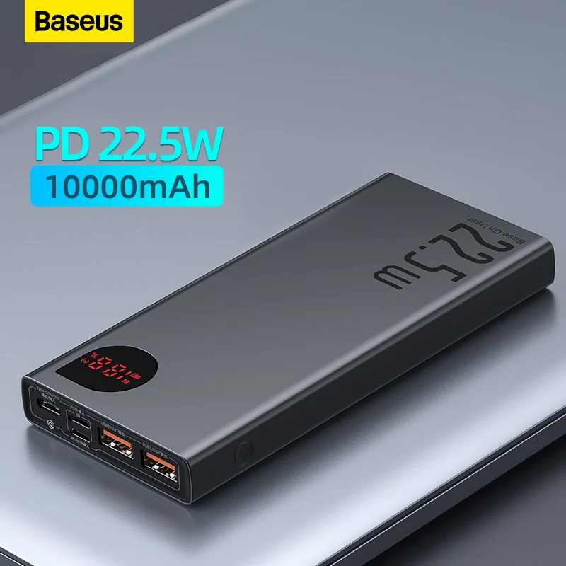 Baseus Power Bank 10000mAh with 22.5W PD Fast Charging Powerbank Portable Battery Charger For iPhone 14 13 12 Pro Max Xiaomi