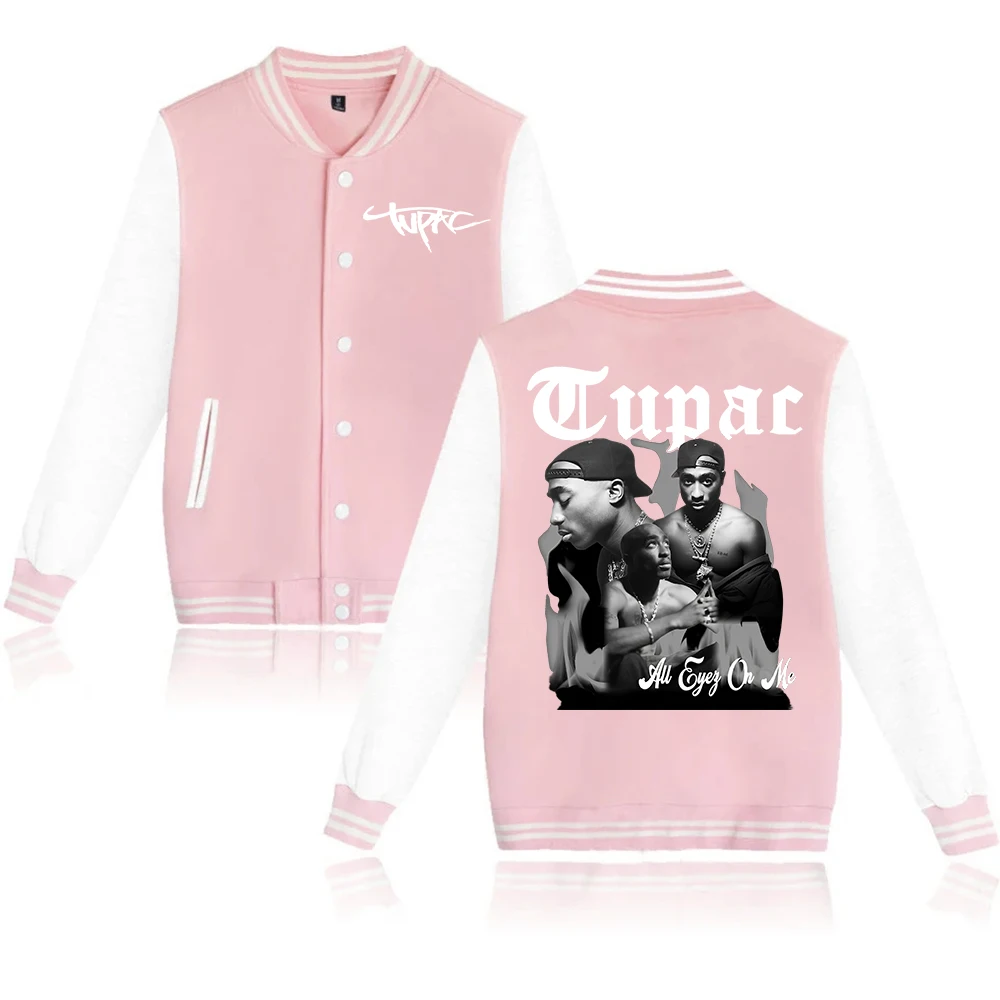 Спортивная куртка Rapper Tupac 2pac с базовым мячом кожаная на пуговицах рукавом Женская