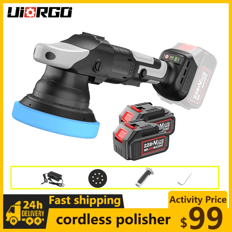 

Uiorgo Wireless polishing locomotive car beauty shock polishing machine household lithium battery waxing machine grinding