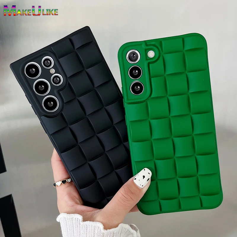 

Shockproof Case for Samsung S21 S22 Ultra Plus Case Silicone 3D Cube Pattern Protect Cover for Galaxy S22 Ultra S21 Plus Case
