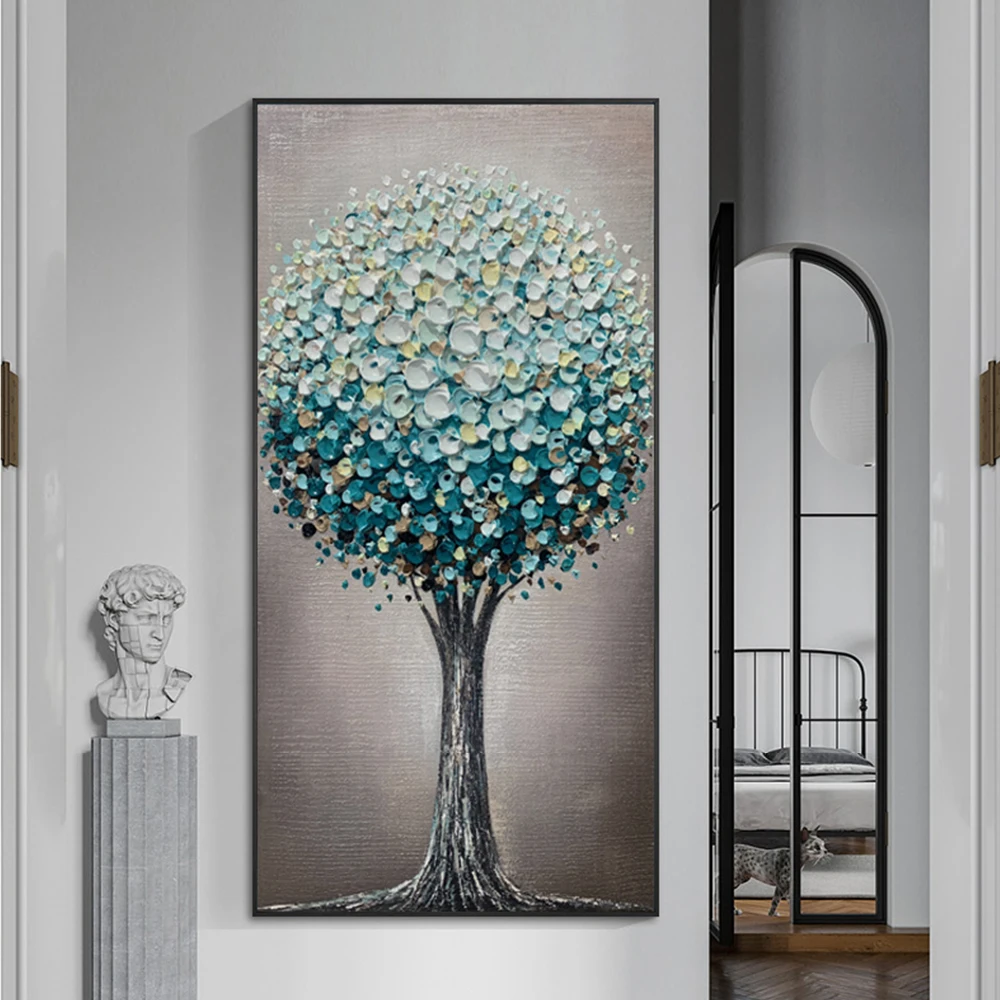 

Hand Painted Oil Painting Abstract Thick Canvas Paintings Lucky Tree Wall Art Pictures Bedroom Living Room Home Decor No Framed