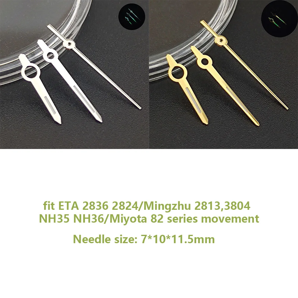 Зеленые светящиеся стрелки для часов NH35 NH36 ETA 2836 2824 Miyota 8205 8215 821A Mingzhu DG 2813 3804