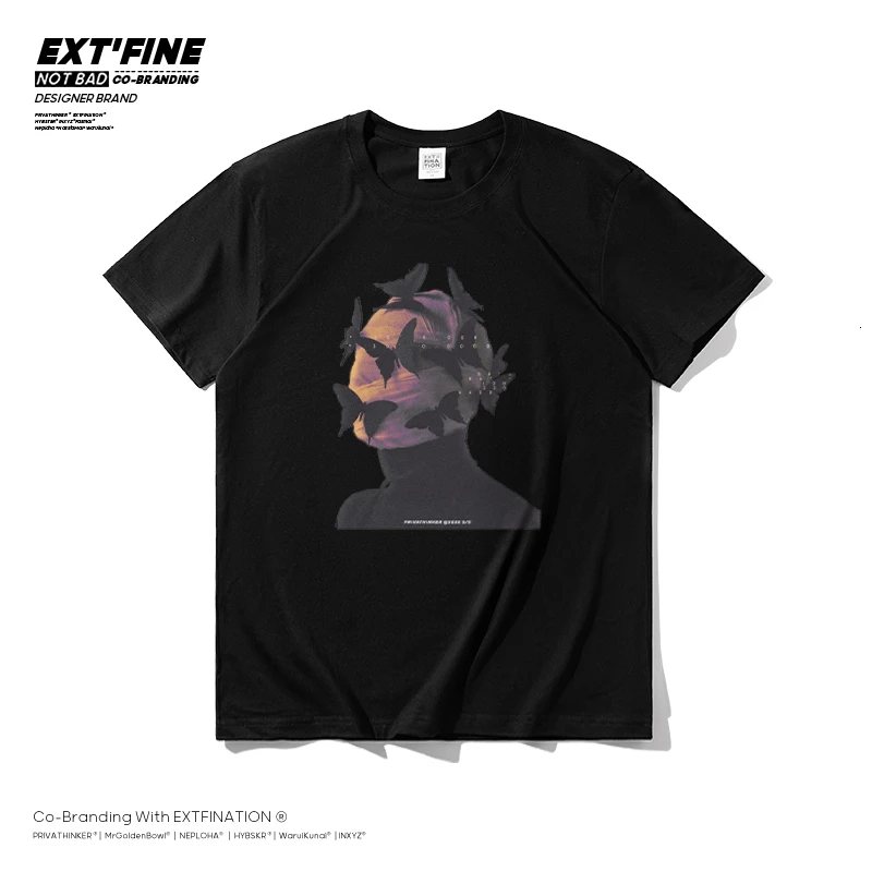 

ExtFine Hip Hop T Shirt Men 2022 Streetwear Harajuku Butterfly Tshirt Short Sleeve Harajuku Tops Male Summer Tees Clothing