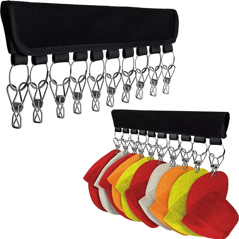 

Foldable Hat Towel Hanger Clip Rustproof Closet Baseball Cap Organizer Hanging Rack Stainless Steel Clips