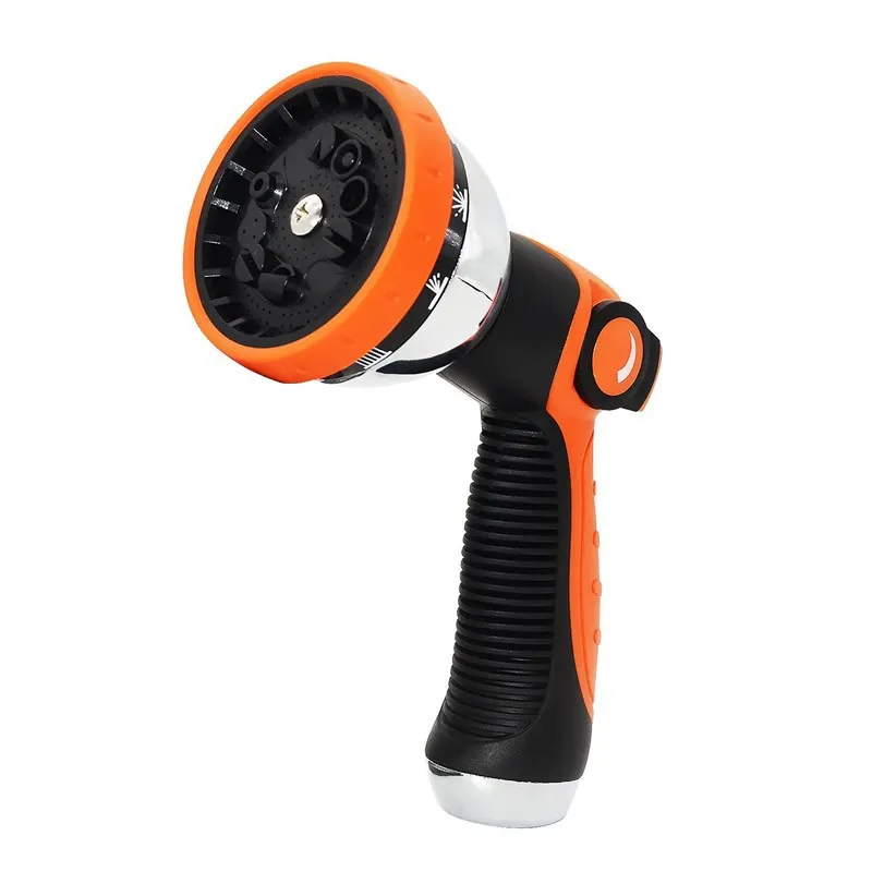 

Household High Pressure Metal Spray Gun Rubberized Durable Thumb Push Back Multifunctional Garden Car Wash Water Gun Head