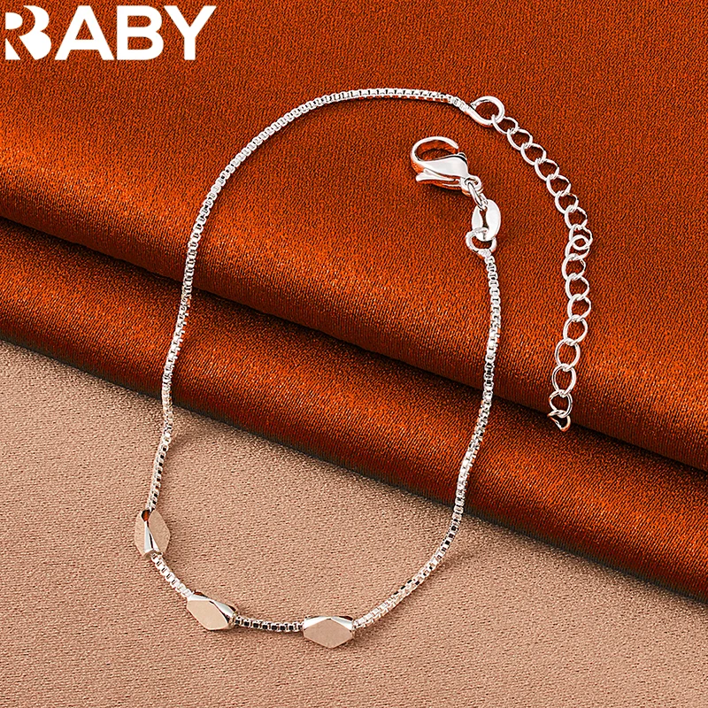 

925 Sterling Silver Fashion Simple Geometry Beads Box Chain Bracelets For Man Woman Wedding Party Jewelry Christmas Gift