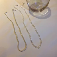korean fashion simple sparkling silver color necklace geometric square design chain necklace