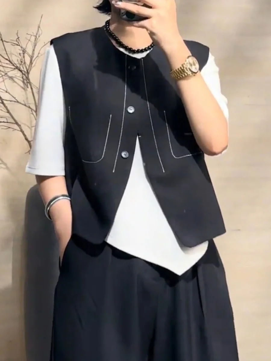 Модный простой однотонный жилет для женщин 2024 новый легкий роскошный