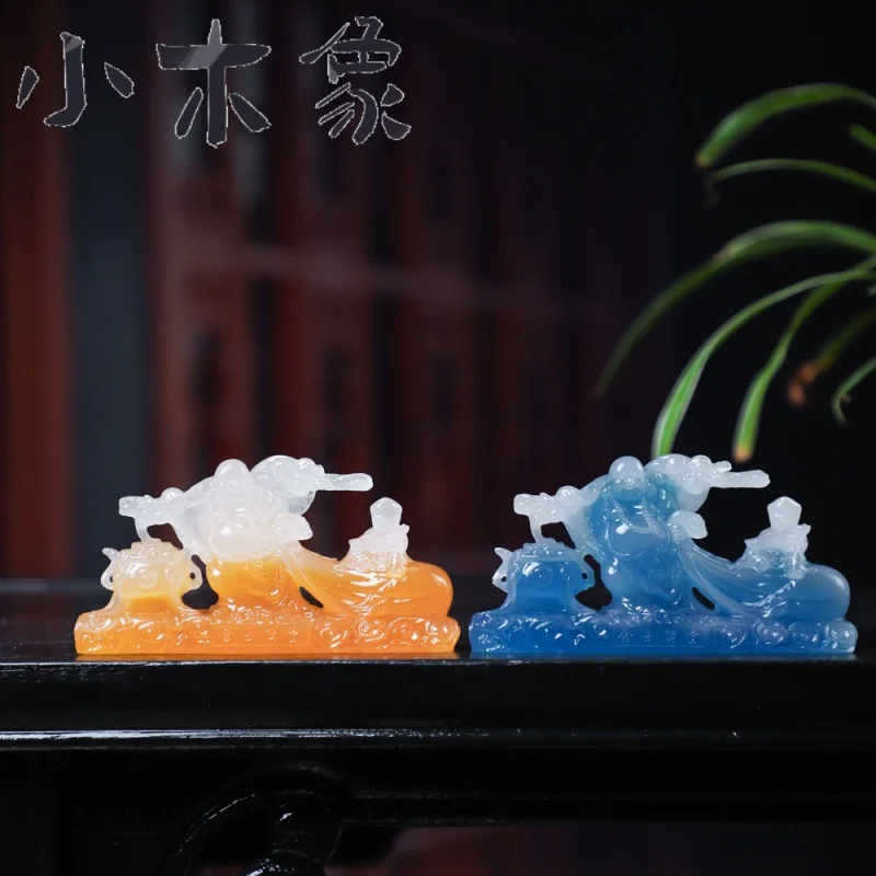 Красочная светящаяся резьба по камню Процветающая Будда Майтрея улыбающаяся