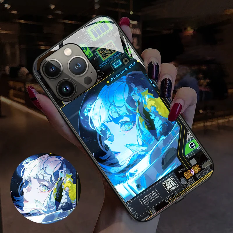 

Cyberpunk Game Led Lights Up Cover Smart Luminous Phone Case For Iphone 14 14Plus 14PRO 14ProMax Voice Controlled Mobile Shells