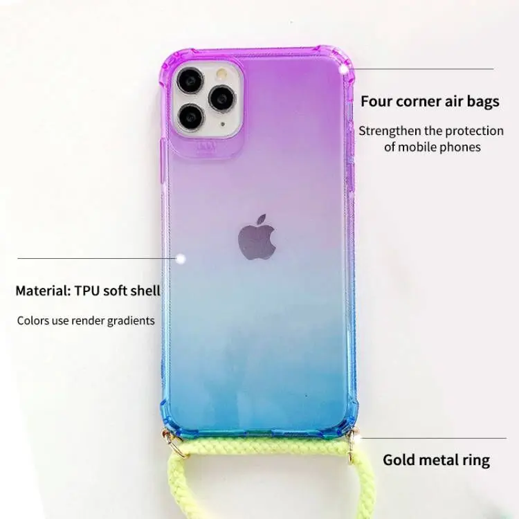 Ice Cream Rainbow Strap Cord Chain Phone Necklace Lanyard Phone Case Carry Cover For iPhone14 14Pro 14Plus 13Promax 13 12 11