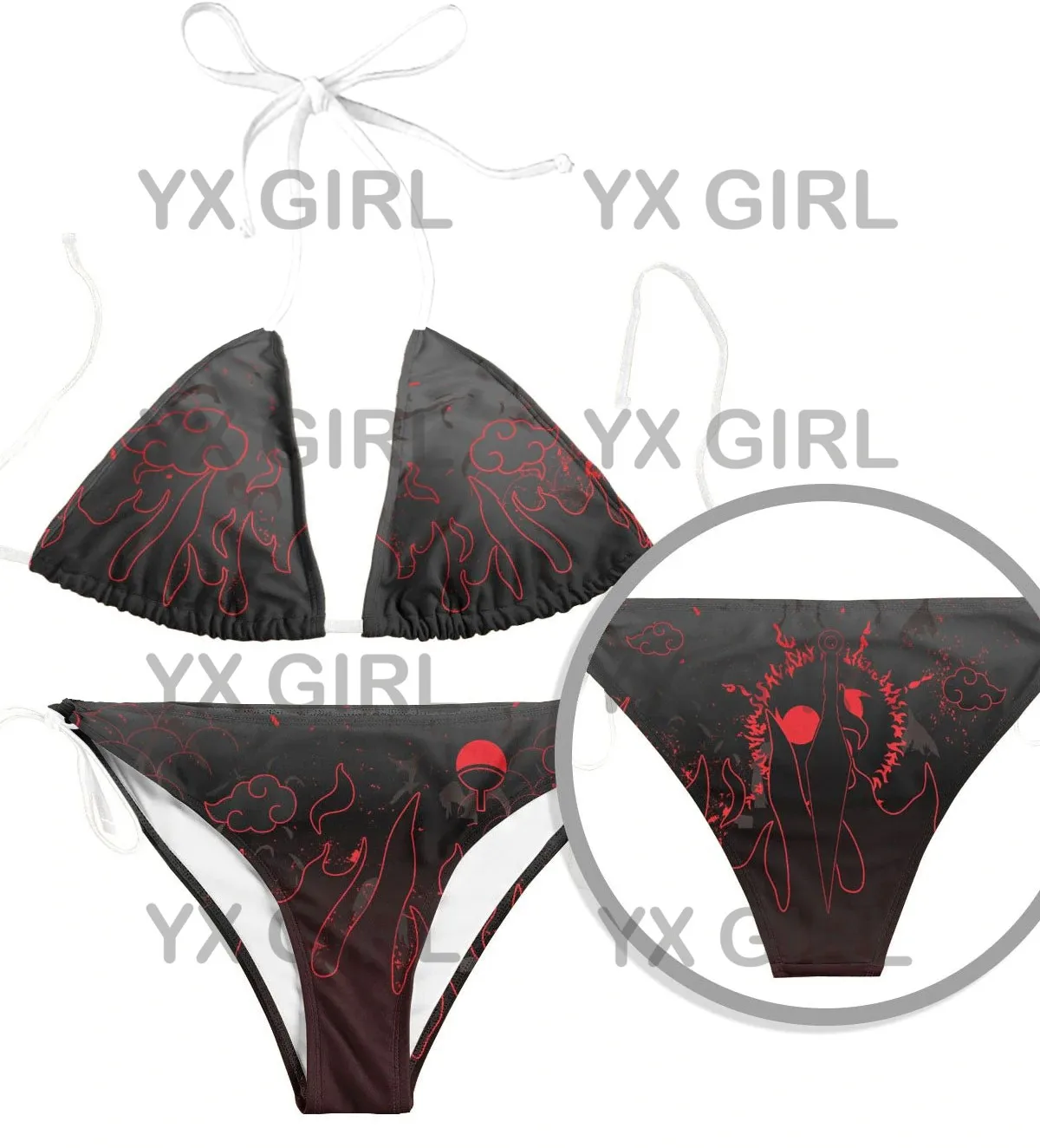 YX GIRL uchiha-emblem-bikini-swimsuit 3D All Over Printed Sexy Bikini Summer Women For Girl Beach Swimsuit Cosplay Clothes