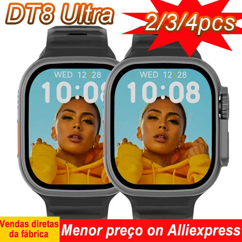 

2pcs 3pcs 4pcs DT8 Ultra Serie 8 Wholesale Smart Watch for Men Women 49mm Wireless Charge Dail Call NFC Gps Tracking Smart Watch