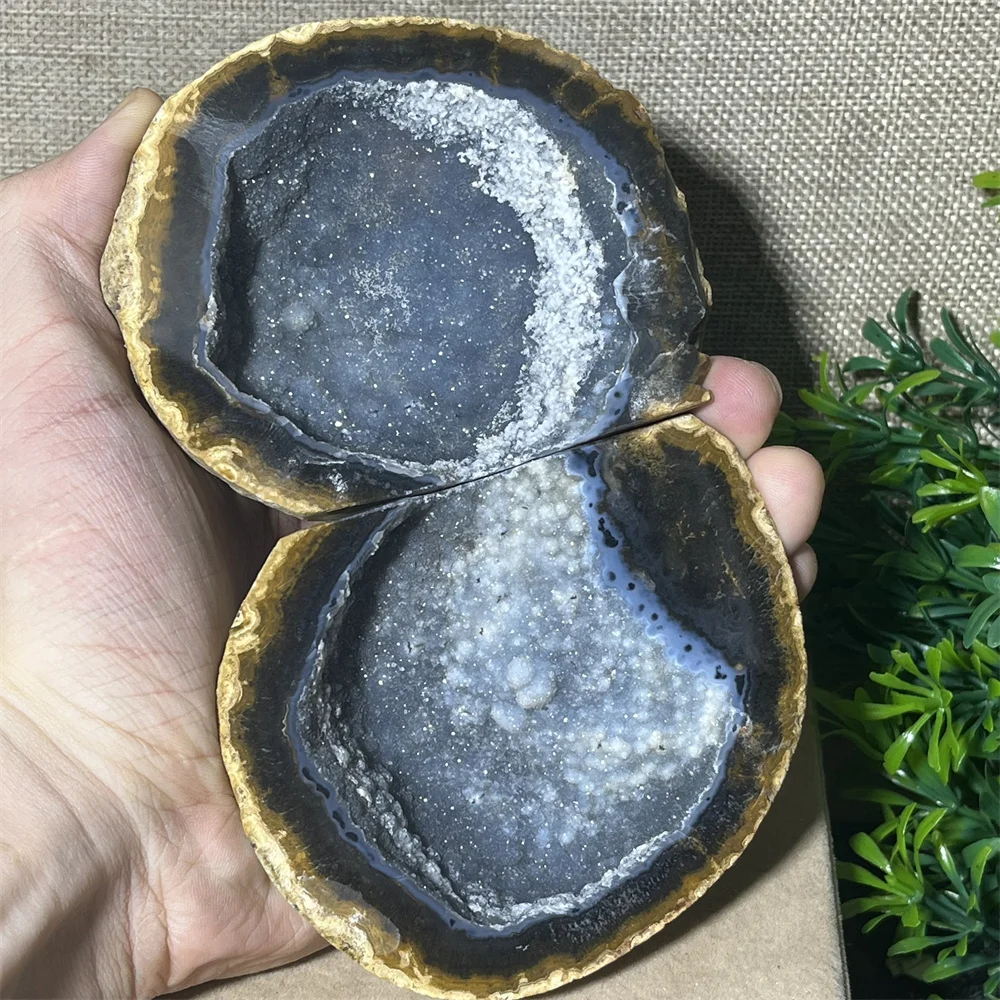 

A Pair Natural Crystal Druzy Agate Specimen Stone Reiki High Quality Beauty Healing Minerals Spiritual Home Decoration