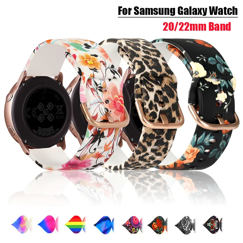 Ремешок 20/22 мм для Samsung Galaxy Watch 4 Classic 42 46 мм/GearS3/Active 2 40/44 браслет с принтом Huawei GT 2-2e-pro