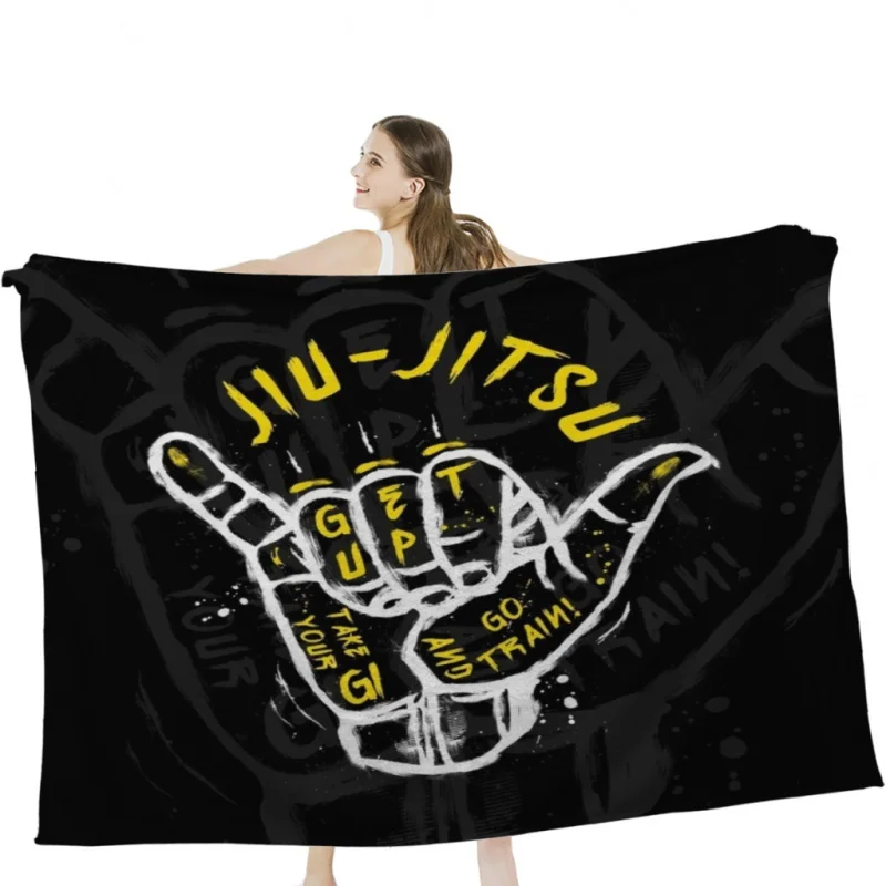 

Jiu-jitsu. Go train! 2 Throw Blanket Soft Velvet Blanket Camping Bedding Blanket Cold Cinema or Travel