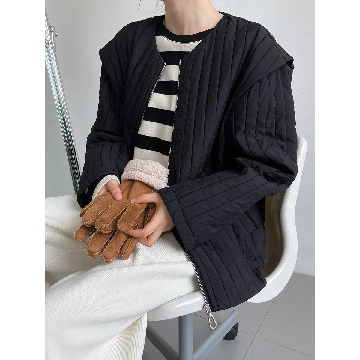 Women's thin casual warm jacket
